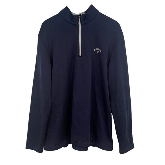 Callaway Ottoman Quarter Zip Pullover Athletic Golf Shirt Top Navy Blue XL - Picture 2 of 9